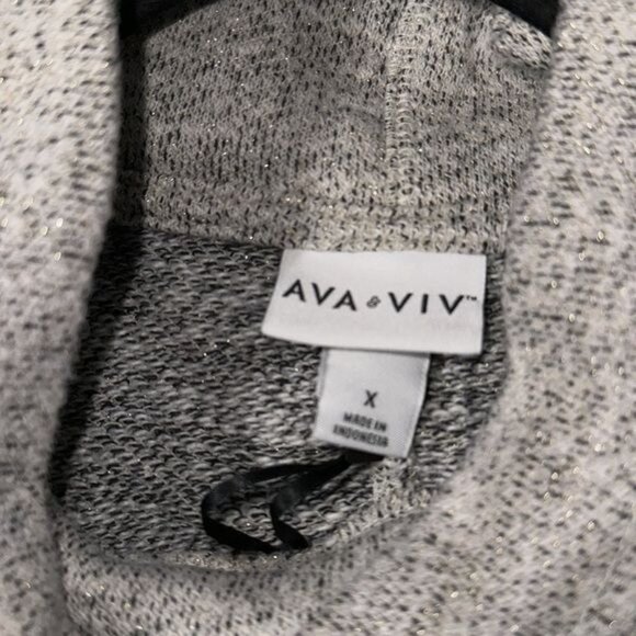 Ava & Viv X Cowl Neck Long Sleeve Pullover Sweater Gray - Picture 3 of 8